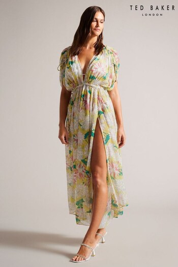 Ted Baker Yellow Laciey Maxi Cover-Up With Plunge Neck (977130) | £150