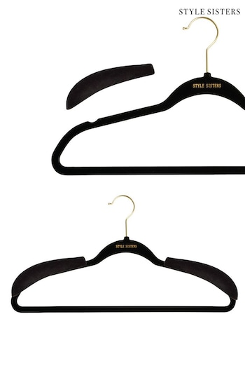 Style Sisters Black 5 Pairs of Velvet Shoulder Hanger Shapers (977258) | £8