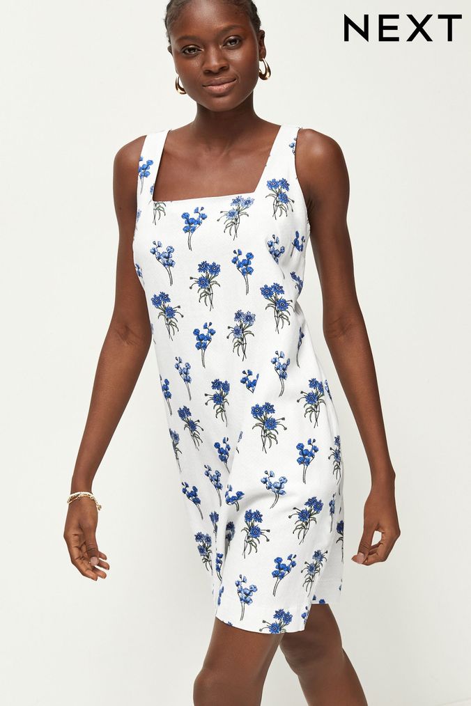 Buy Women s Linen Square Neck Dresses Online Next UK