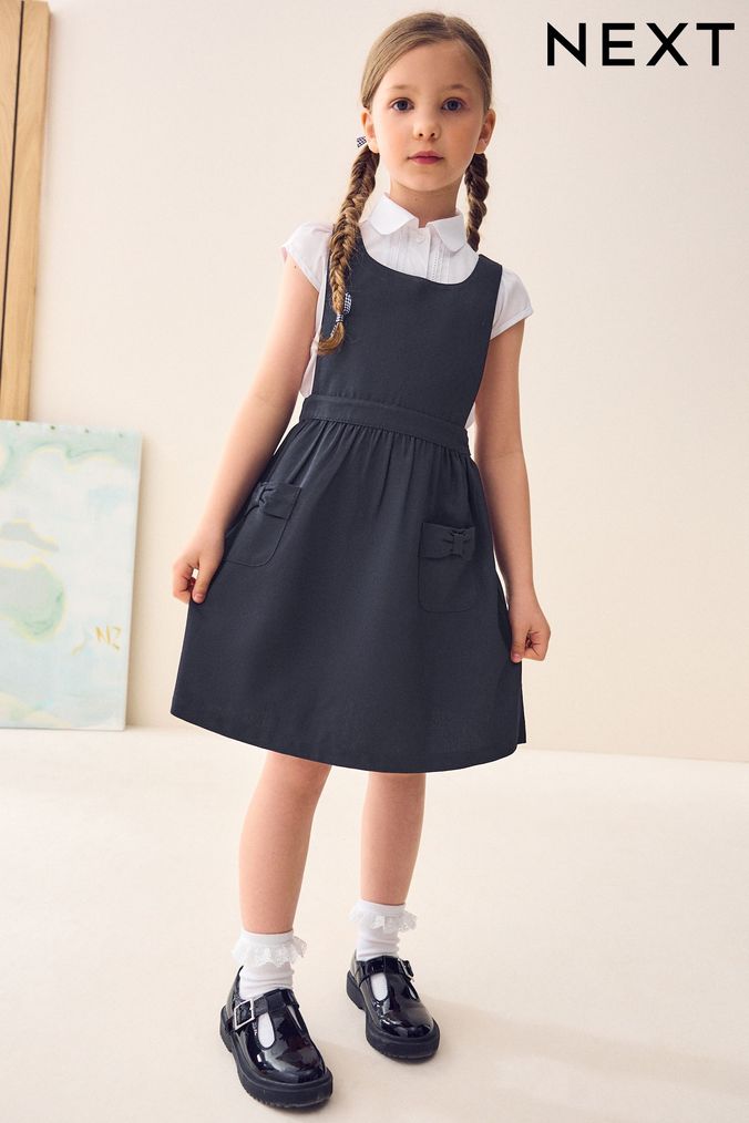 Girls grey school pinafore dress cheap