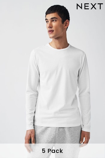 White Long Sleeve T-Shirts 5 Pack (977672) | £40