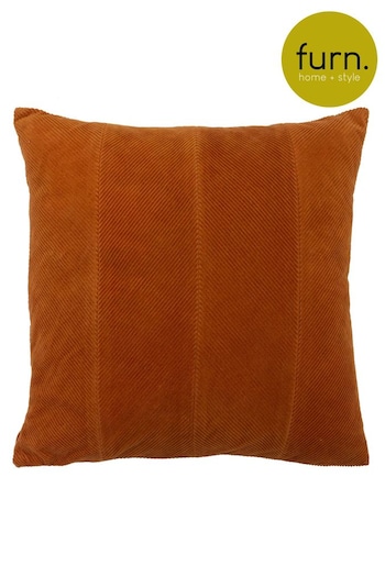 furn. Rust Orange Jagger Ribbed Polyester Filled Cushion (977760) | £22