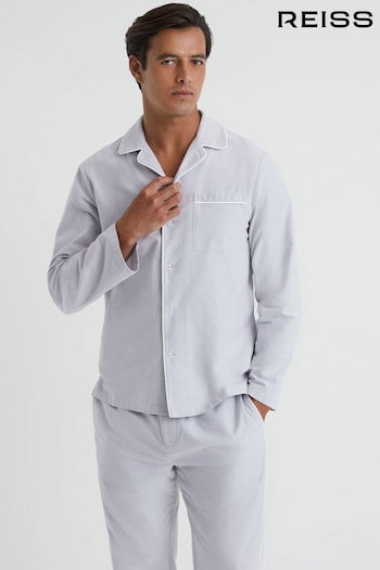 Reiss Ice Grey Keddington Cotton Button-Through Pyjama Shirt (977775) | £88