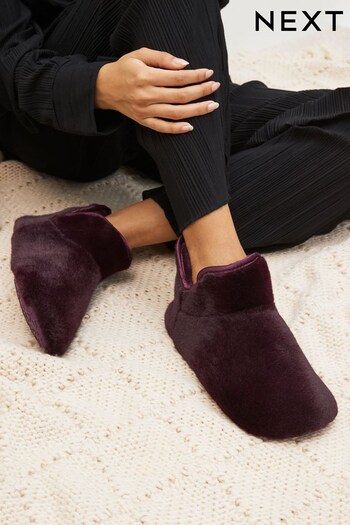 Plum Purple Faux Fur Cosy Slipper Boots (977955) | £22
