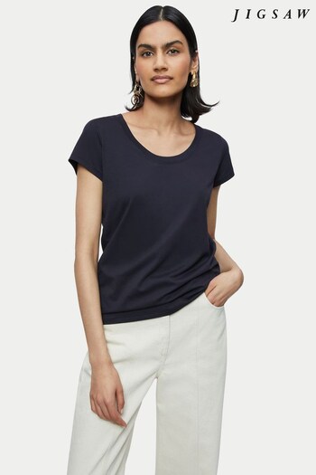 Jigsaw Blue Supima Cotton Short Sleeve T-Shirt (978080) | £28