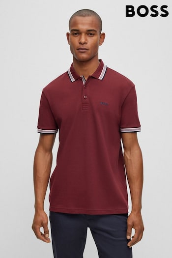 BOSS Maroon Red/Burgandy Tipping Paddy Polo Shirt (978221) | £89