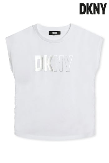 DKNY Short Sleeve White T-Shirt With Metalic Silver Logo (978329) | £40 - £50