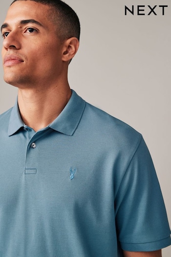 Blue Mid Regular Fit Short Sleeve Pique Polo Shirt (978672) | £18