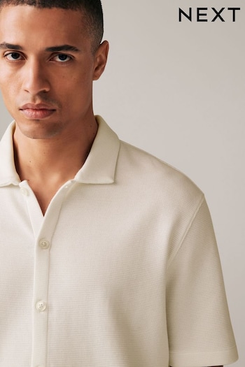 White 100% Cotton Textured Waffle Jersey Shirt (978692) | £24