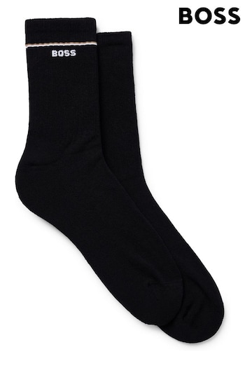 BOSS Black Iconic Logo Stripe Ribbed Socks 2 Pack (978709) | £16