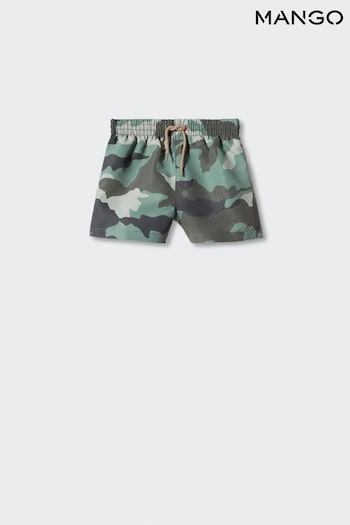 Mango Green Military-Print Swimshorts wear (978849) | £18