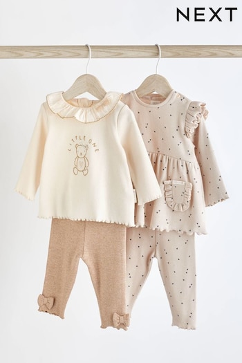Beige Bear Baby T-Shirts and Leggings 4 Piece Set (979296) | £22 - £24