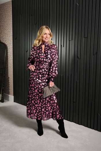 Finding Friday Pink Metallic Star Long Sleeve Wrap Dress (979362) | £70