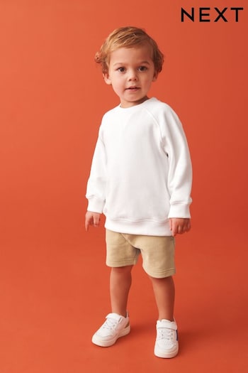 Ecru Off White Oversized Sweatshirt and Shorts Knit Set (3mths-7yrs) (979442) | £12 - £16