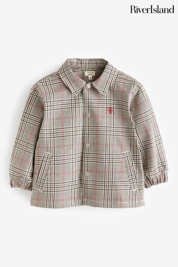 River Island Brown Boys Check Harrington Shirt (979537) | £22