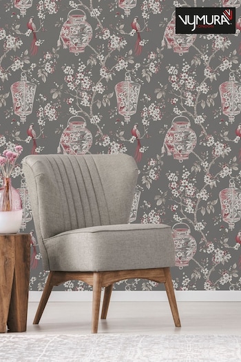 Vymura London Grey Exclusive To Atelier-lumieresShops Japanese Chinoise Floral Wallpaper (979700) | £20