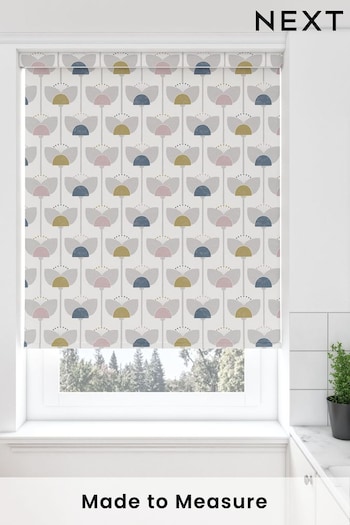 Grey Retro Tulip Made To Measure Roller Blind (979969) | £57