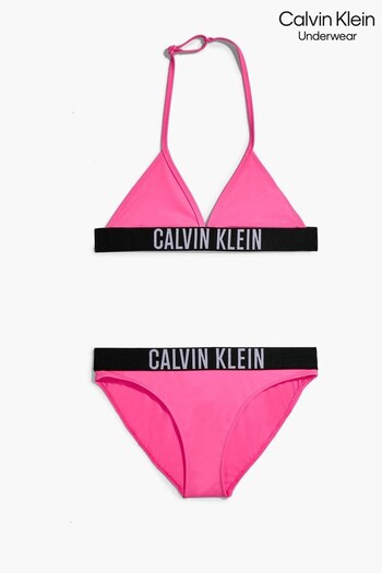 Calvin Chumbo Klein Girls Pink Triangle Bikini Set (97Y917) | £50