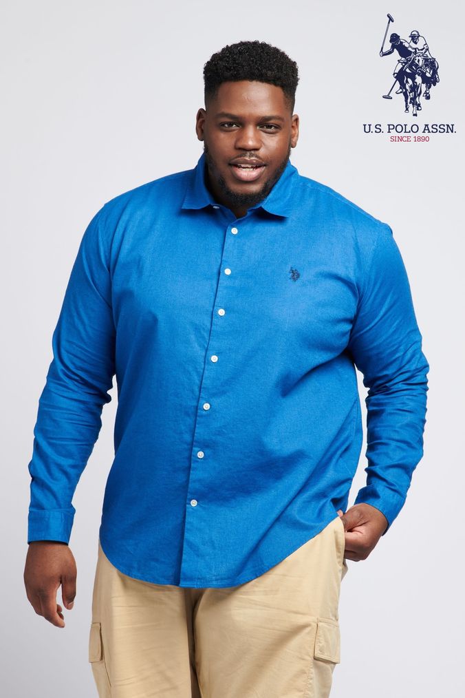 us polo assn FitforhealthShops Buy Men s Blue U.S. Polo Assn. Holiday Tall Linen Shirts Online