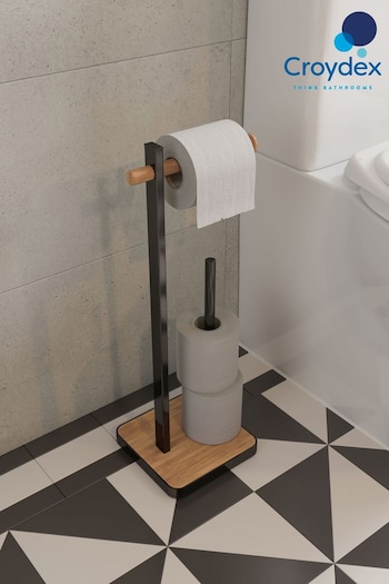 Croydex Freestanding Black Bamboo Toilet Roll Holder (980146) | £32