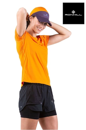 Ronhill Womens Tech Two-In-One Twin Running Black Shorts (980328) | £55