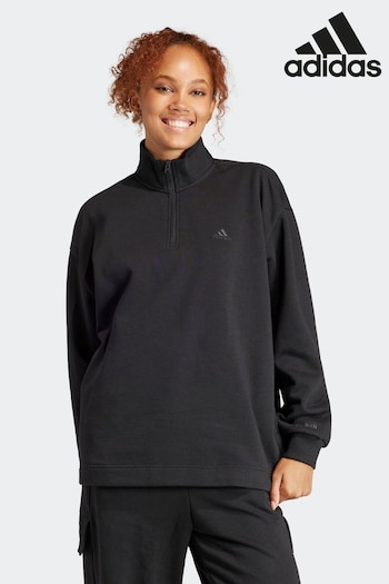adidas Black Sportswear All Szn Fleece Quarter-Zip Sweatshirt (980355) | £50