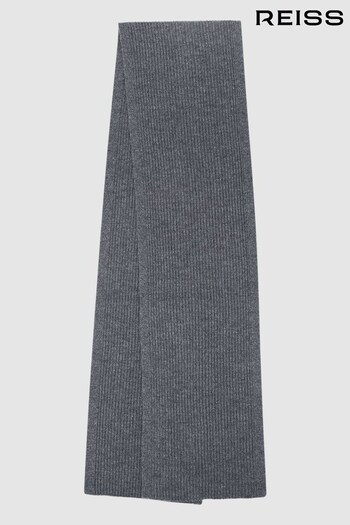 Reiss Charcoal Chesterfield Merino Wool Ribbed Scarf (980359) | £68