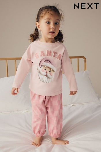 Pink Santa 100% Cotton Christmas Jogger Pyjamas (9mths-12yrs) (980490) | £13 - £18