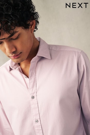 Light Pink Regular Fit Washed Textured Cotton Shirt (980507) | £30