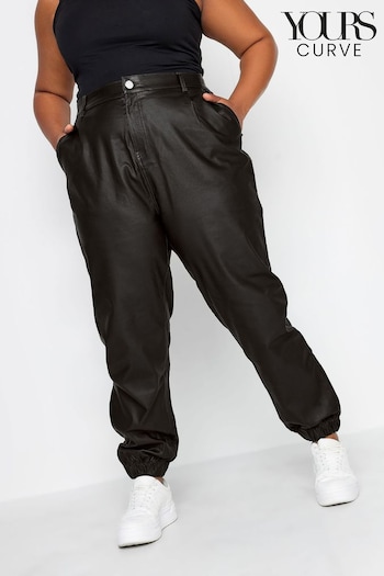 Yours Curve Black Coated Cargo Trousers (980898) | £32