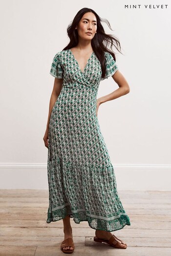 Mint Velvet Green Casey Print Maxi Dress (980909) | £139