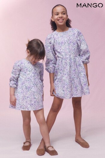 Mango Purple Flower Print Dress (980962) | £28