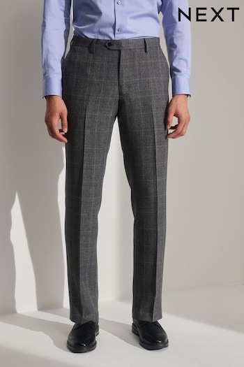 Grey Slim Fit Prince of Wales Check Suit Trousers (981187) | £45