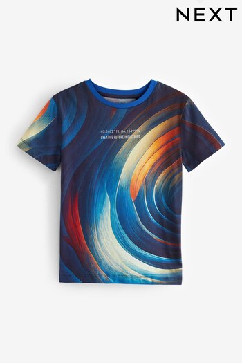 Navy Blue Spirals All-Over Print Short Sleeve T-Shirt (3-16yrs) (981198) | £11 - £18