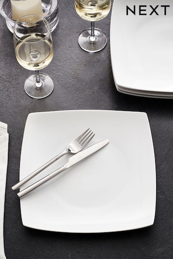 Set of 4 White Square Nova Set of 4 Dinner Plates (981312) | £25