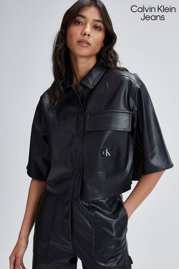 Calvin Klein Jeans Faux Leather Black Overshirt (981371) | £110