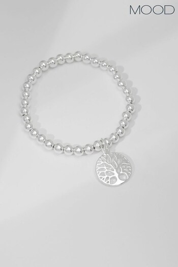 Mood Silver Tone Polished Tree Of Love Stretch Bracelet (981762) | £26