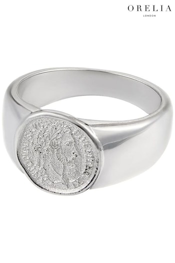 Orelia & Joe Silver Tone Coin Sovereign Signet Ring (981851) | £25