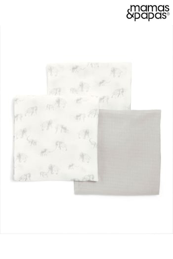 Younger Boys 3mths-7yrs 3 Pack Grey Muslin Squares (981932) | £22