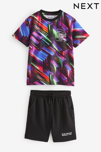 Black Mesh T-Shirt and Shorts Set (3-16yrs) (982158) | £19 - £26