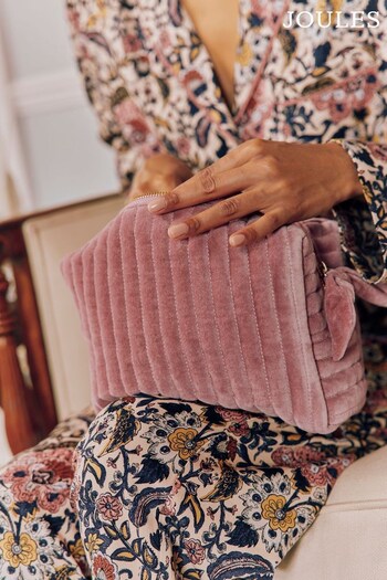 Joules Lillia Rose Pink Velvet Wash Bag (982392) | £24.95