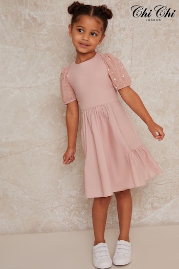 Chi Chi London Pink Polka Dot Sleeve Dress (982434) | £43