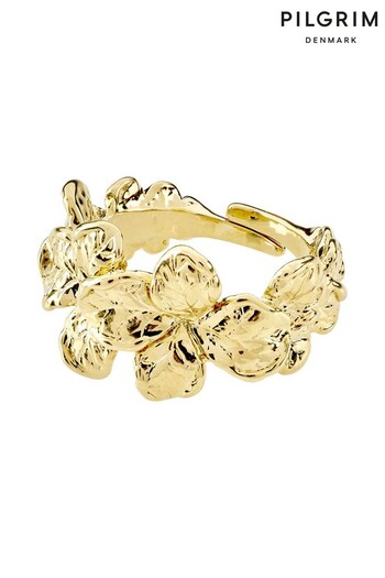PILGRIM Gold Tone Echo Recycled Adjustable Flower Ring (982796) | £30