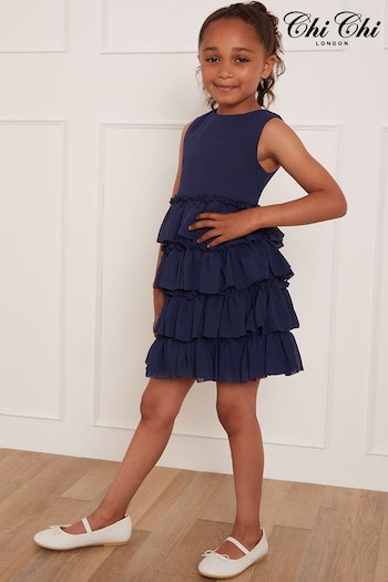 Chi Chi London Blue Girls Ruffle Dress (982809) | £48