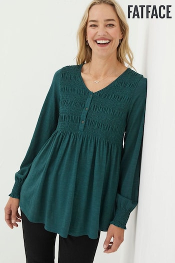 FatFace Green Beth Smocked Tunic (982877) | £46