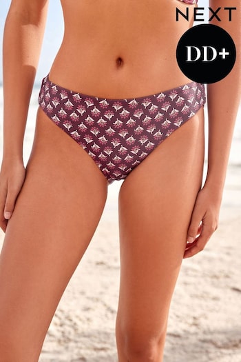 Berry Red Woodblock High Leg Bikini Bottoms (983089) | £15