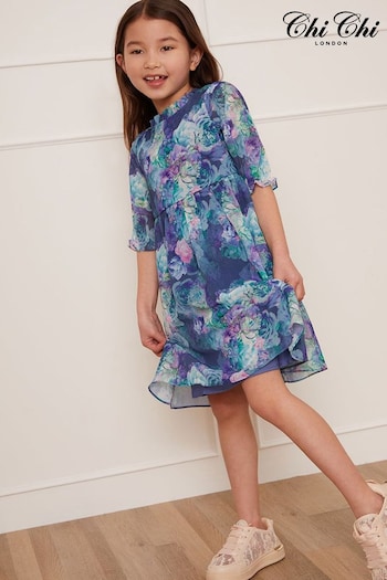 Chi Chi London Blue Girls Floral Print Dress (983443) | £42