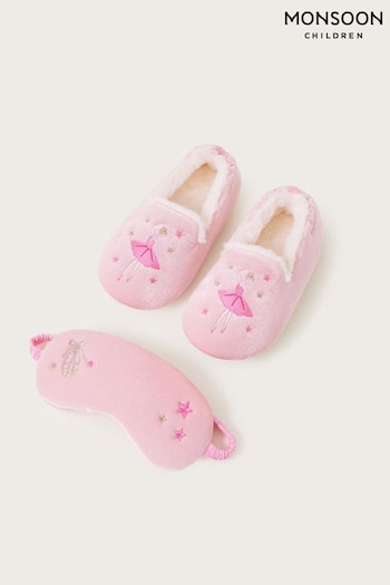 Monsoon Pink Ballerina Slippers and Eye Mask Set (983525) | £22 - £24