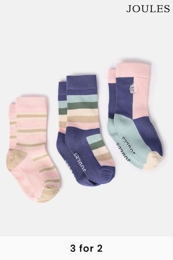 Joules Girls' Neat Feet Multi 3 Pack Socks (983618) | £12.95