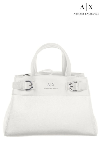 Armani Exchange Small Leather White Handbag Teigen (983726) | £160